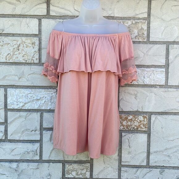 Blush & Lace Off the Shoulder Blouse - Picture 5 of 10